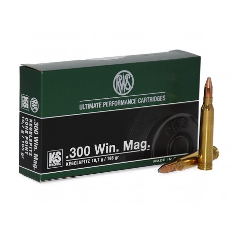 BALAS RWS 300 WIN. MAG.  PUNTA CÓNICA 165 GR